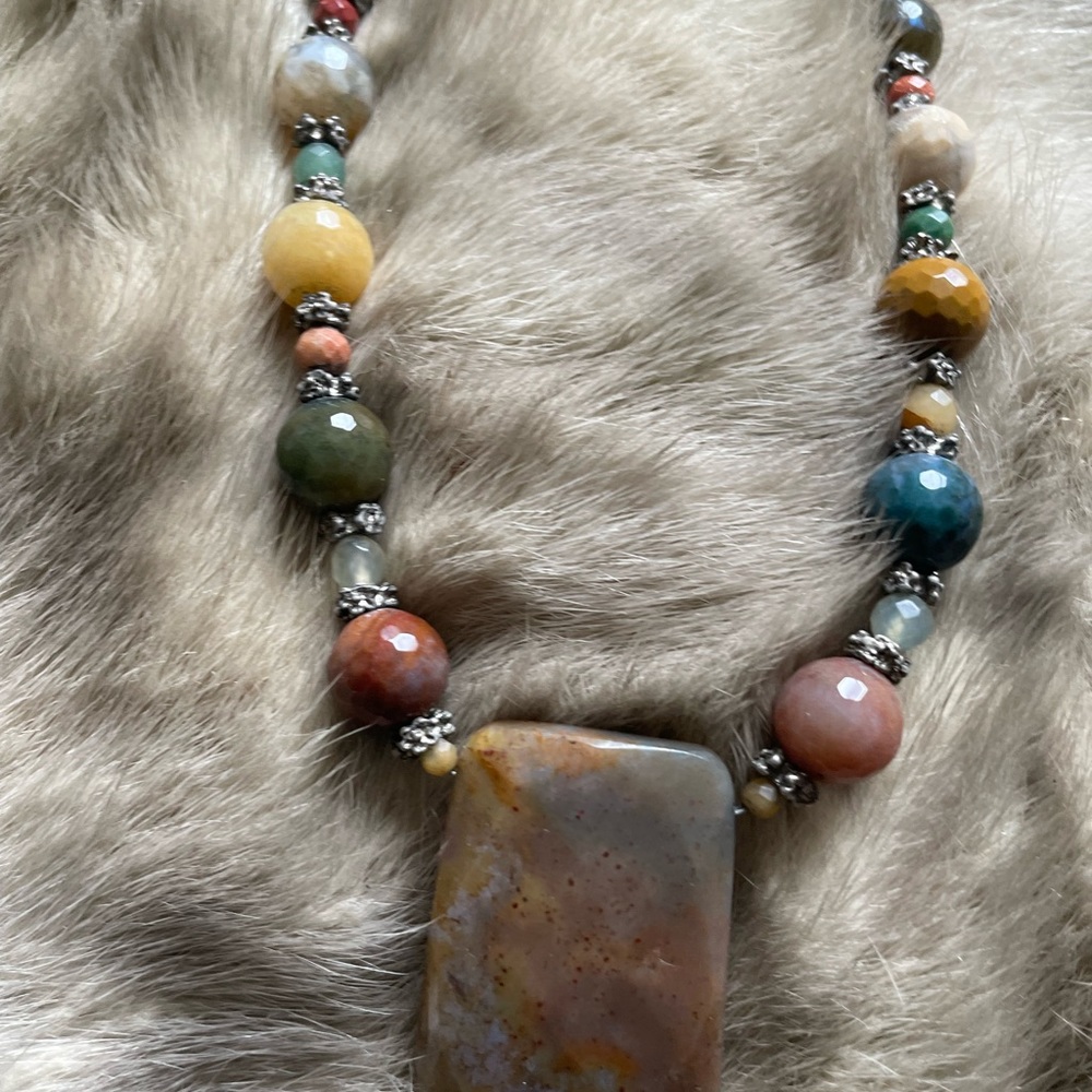 Authentic Multiple Stone Necklace With Charm, Ori… - image 1